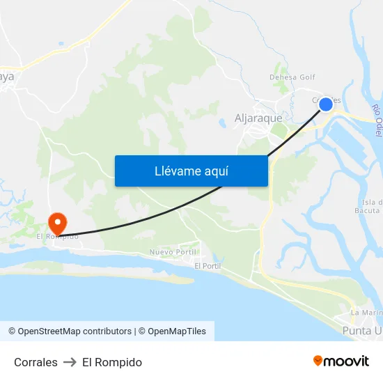 Corrales to El Rompido map