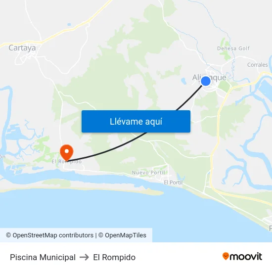 Piscina Municipal to El Rompido map