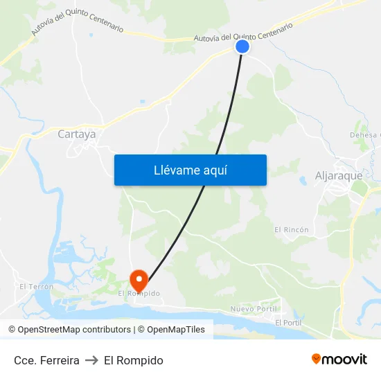 Cce. Ferreira to El Rompido map
