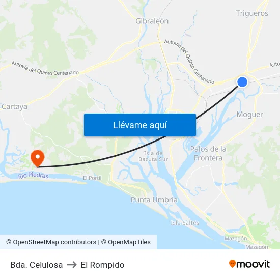 Bda. Celulosa to El Rompido map