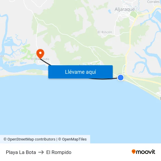 Playa La Bota to El Rompido map