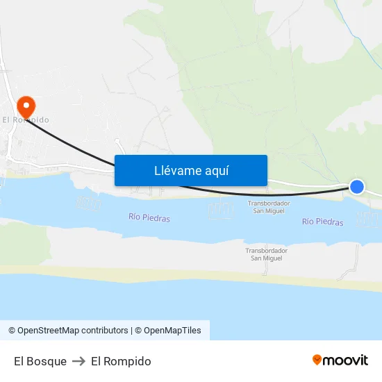 El Bosque to El Rompido map