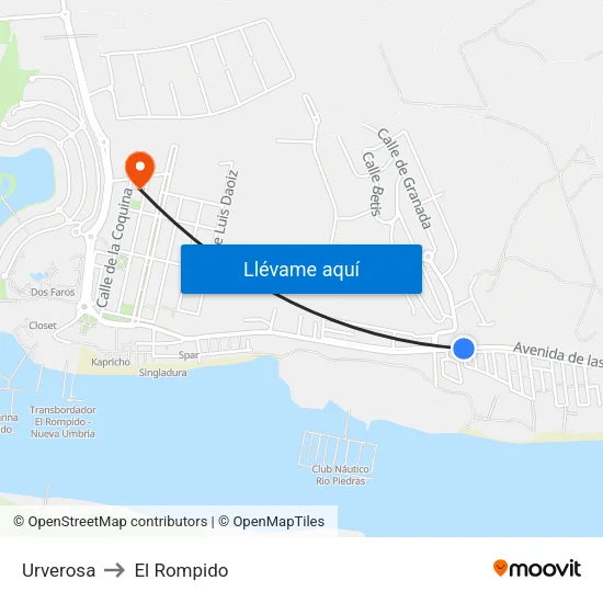 Urverosa to El Rompido map