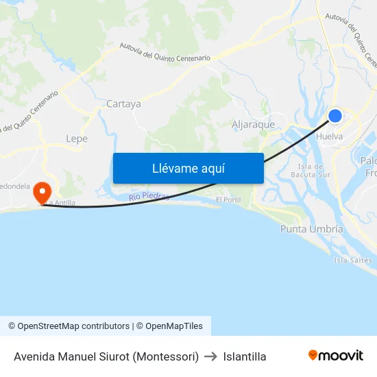 Avenida Manuel Siurot (Montessori) to Islantilla map