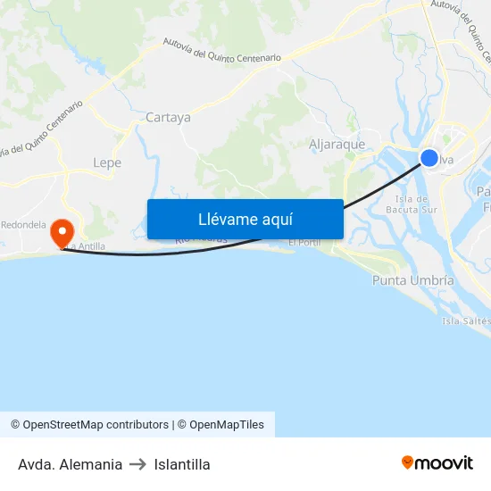 Avda. Alemania to Islantilla map