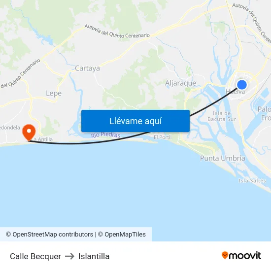 Calle Becquer to Islantilla map