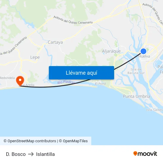 D. Bosco to Islantilla map