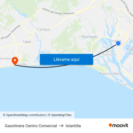 Gasolinera Centro Comercial to Islantilla map