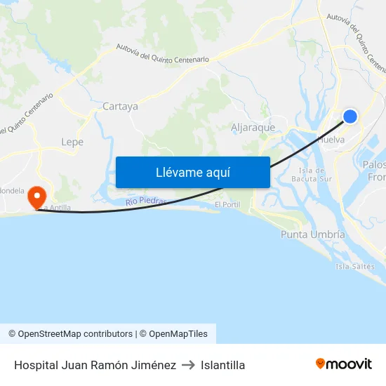 Hospital Juan Ramón Jiménez to Islantilla map