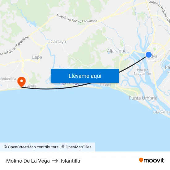 Molino De La Vega to Islantilla map