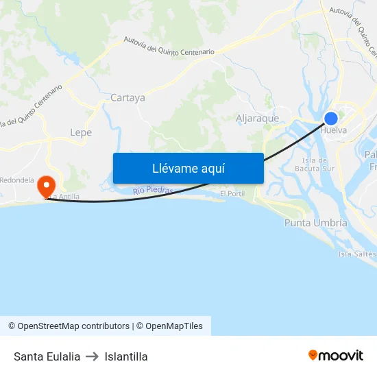 Santa Eulalia to Islantilla map