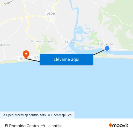 El Rompido Centro to Islantilla map