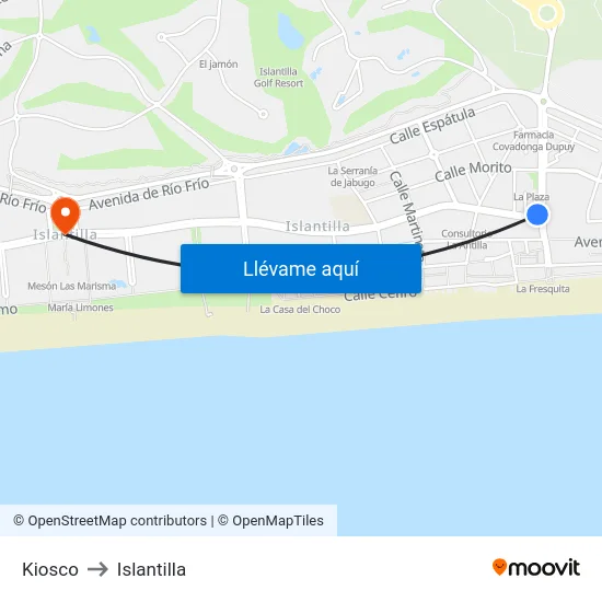 Kiosco to Islantilla map