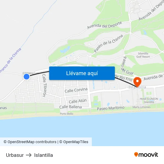 Urbasur to Islantilla map