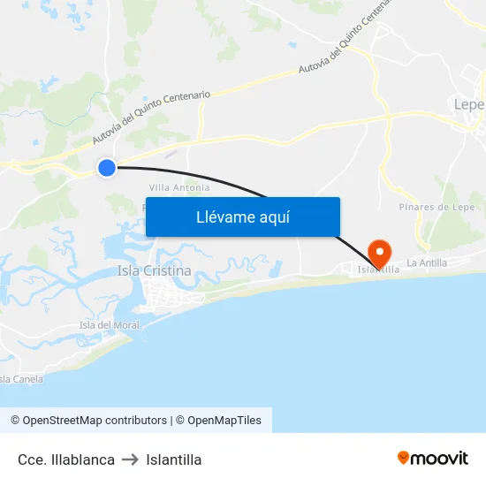 Cce. Illablanca to Islantilla map