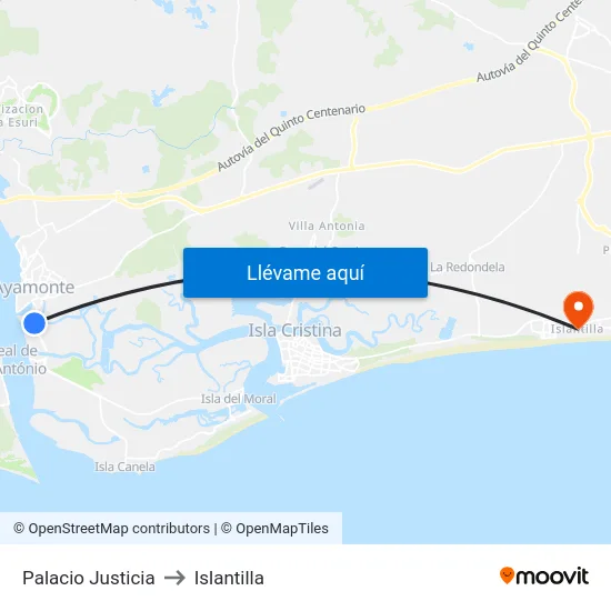Palacio Justicia to Islantilla map