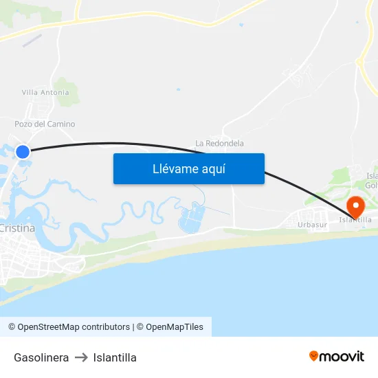 Gasolinera to Islantilla map