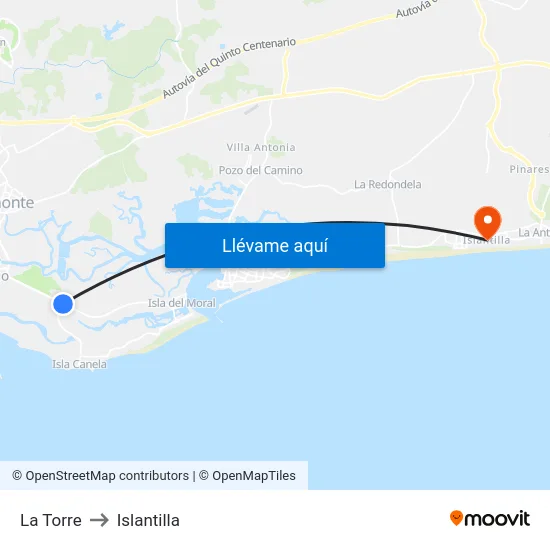 La Torre to Islantilla map
