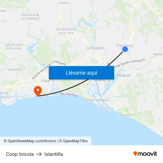 Coop Inicola to Islantilla map