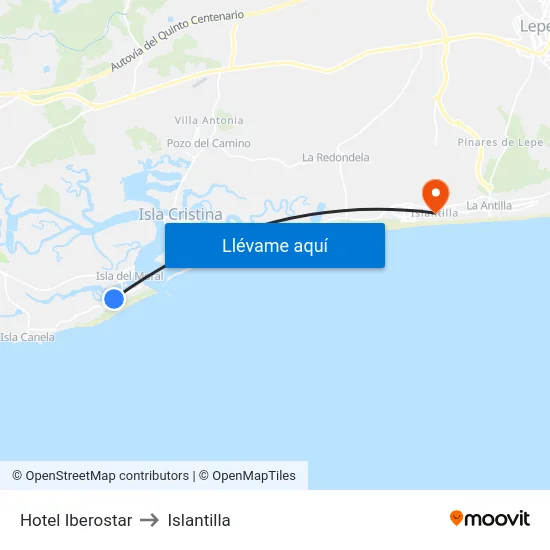 Hotel Iberostar to Islantilla map