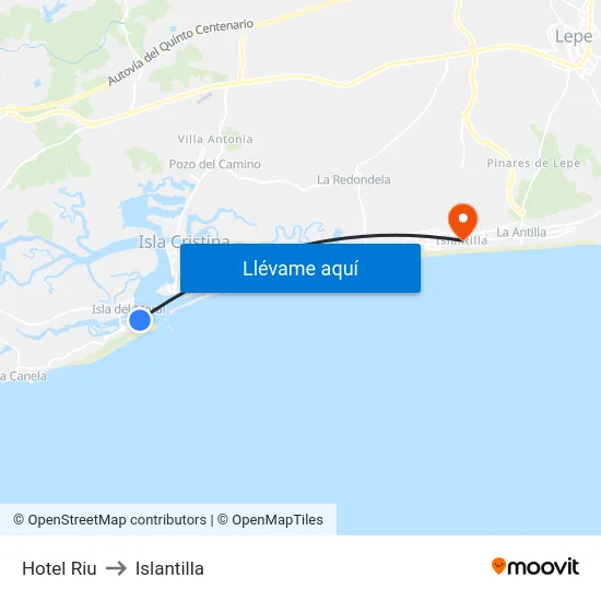 Hotel Riu to Islantilla map