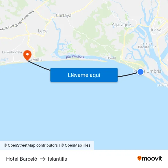 Hotel Barceló to Islantilla map