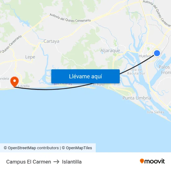 Campus El Carmen to Islantilla map
