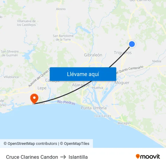 Cruce Clarines Candon to Islantilla map