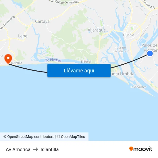 Av America to Islantilla map