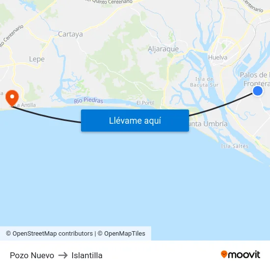 Pozo Nuevo to Islantilla map