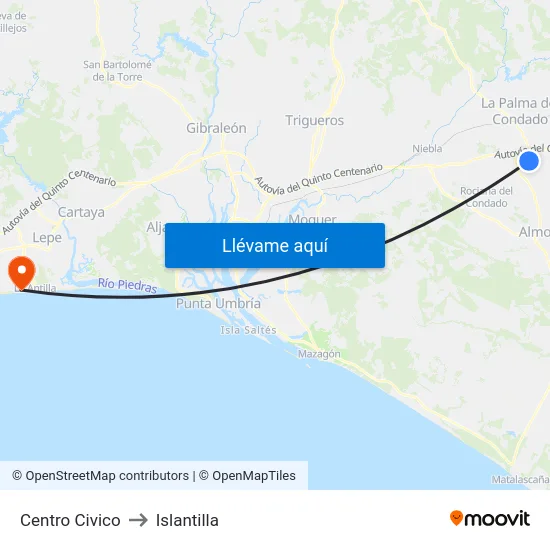 Centro Civico to Islantilla map
