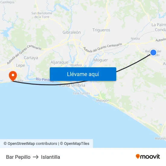 Bar Pepillo to Islantilla map