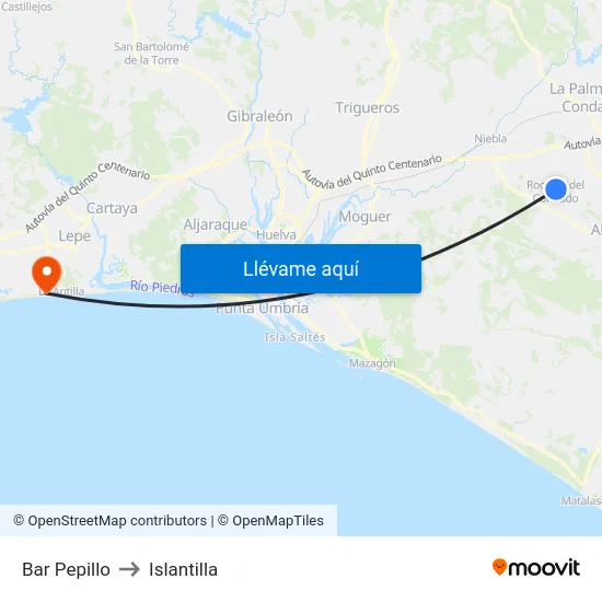 Bar Pepillo to Islantilla map