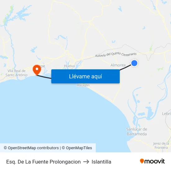 Esq. De La Fuente Prolongacion to Islantilla map