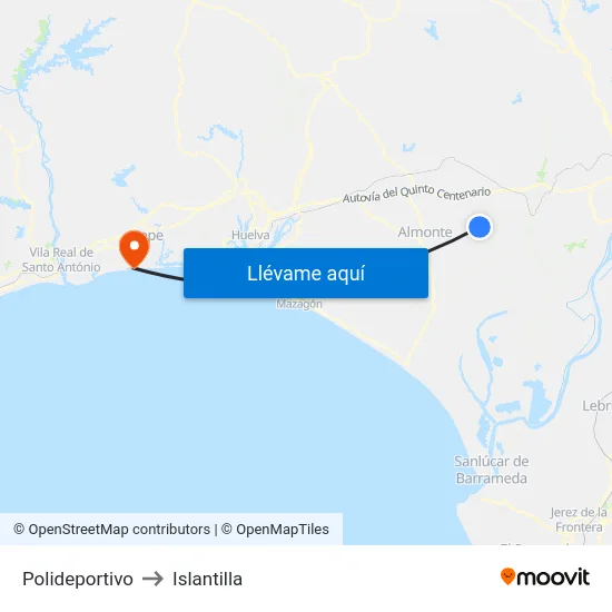 Polideportivo to Islantilla map