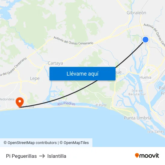 Pi Peguerillas to Islantilla map