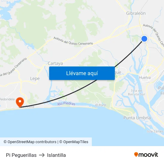 Pi Peguerillas to Islantilla map