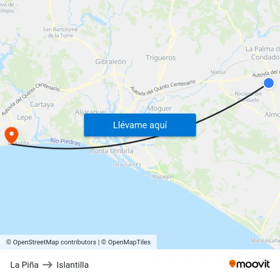 La Piña to Islantilla map