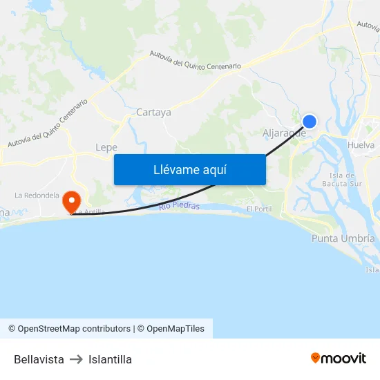 Bellavista to Islantilla map