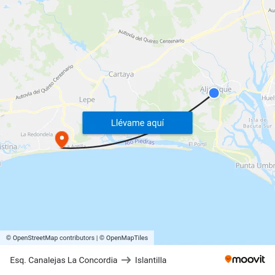 Esq. Canalejas La Concordia to Islantilla map