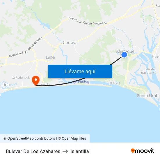 Bulevar De Los Azahares to Islantilla map