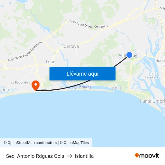 Sec. Antonio Rdguez Gcia to Islantilla map