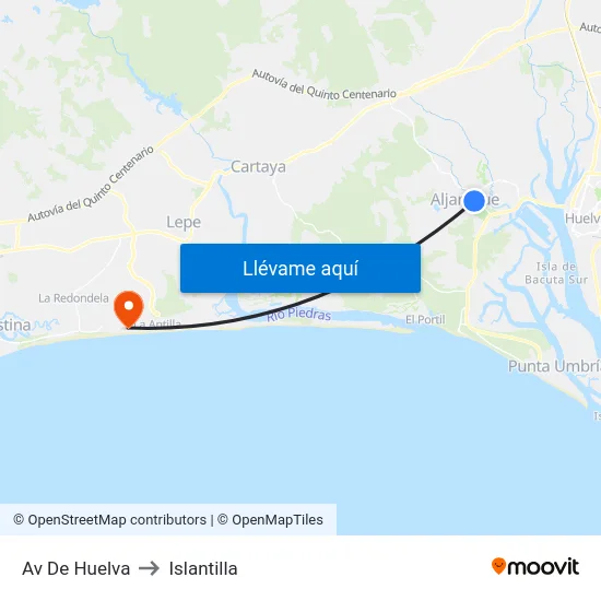 Av De Huelva to Islantilla map