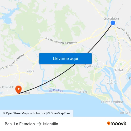 Bda. La Estacion to Islantilla map