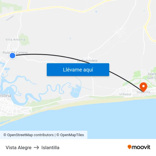 Vista Alegre to Islantilla map