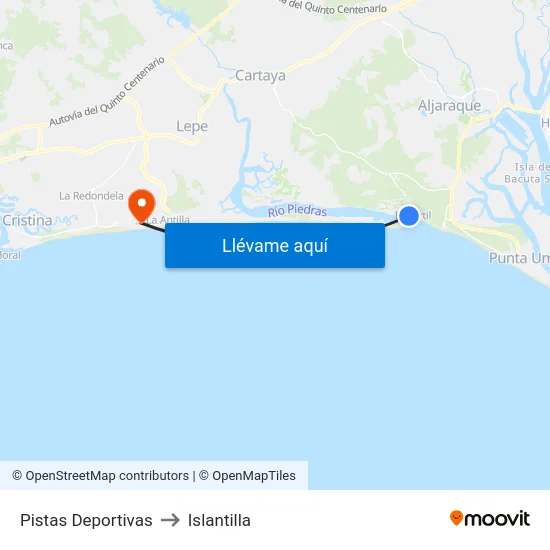 Pistas Deportivas to Islantilla map