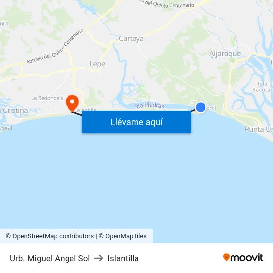 Urb. Miguel Angel Sol to Islantilla map