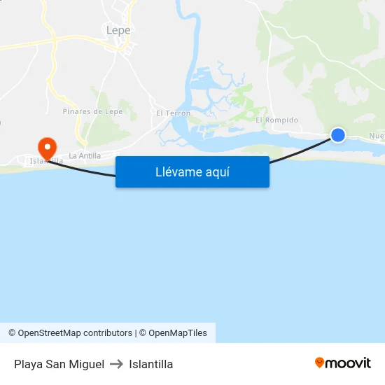 Playa San Miguel to Islantilla map