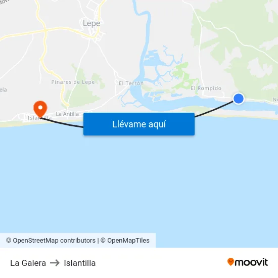 La Galera to Islantilla map