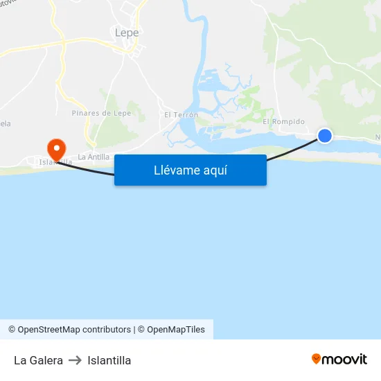 La Galera to Islantilla map